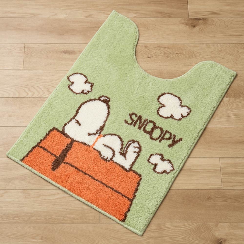 PEANUTS ドッグハウス ロングトイレマット 約80×60cm グリーン