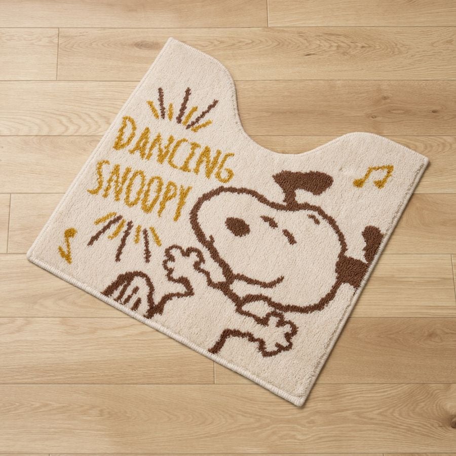 PEANUTS ハッピーダンス トイレマット 約58×60cm ベージュ