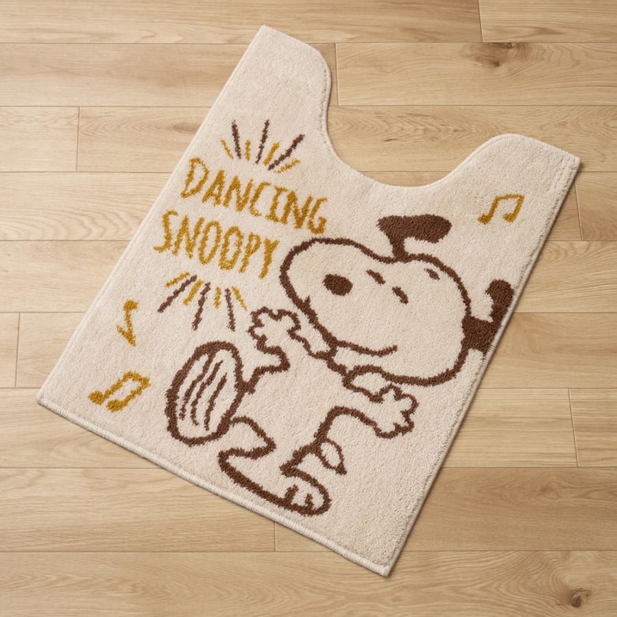 PEANUTS ハッピーダンス ロングトイレマット 約80×60cm ベージュ