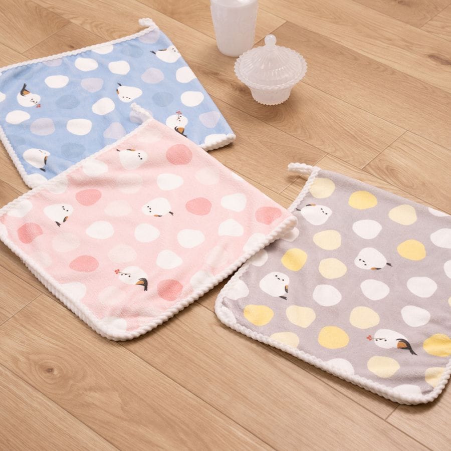 SDS シマエナガドット ハンドタオル 約35×75cm ブルー/グレー/ピンク