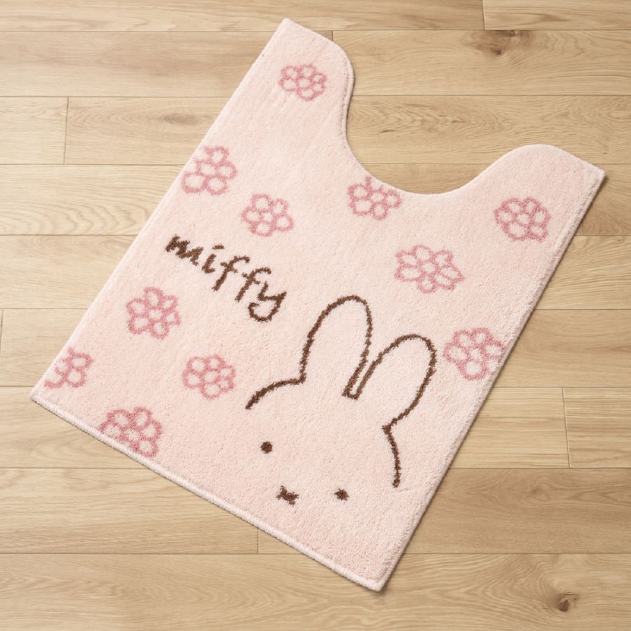 ディックブルーナ ラインフラワー ロングトイレマット 約80×60cm ピンク