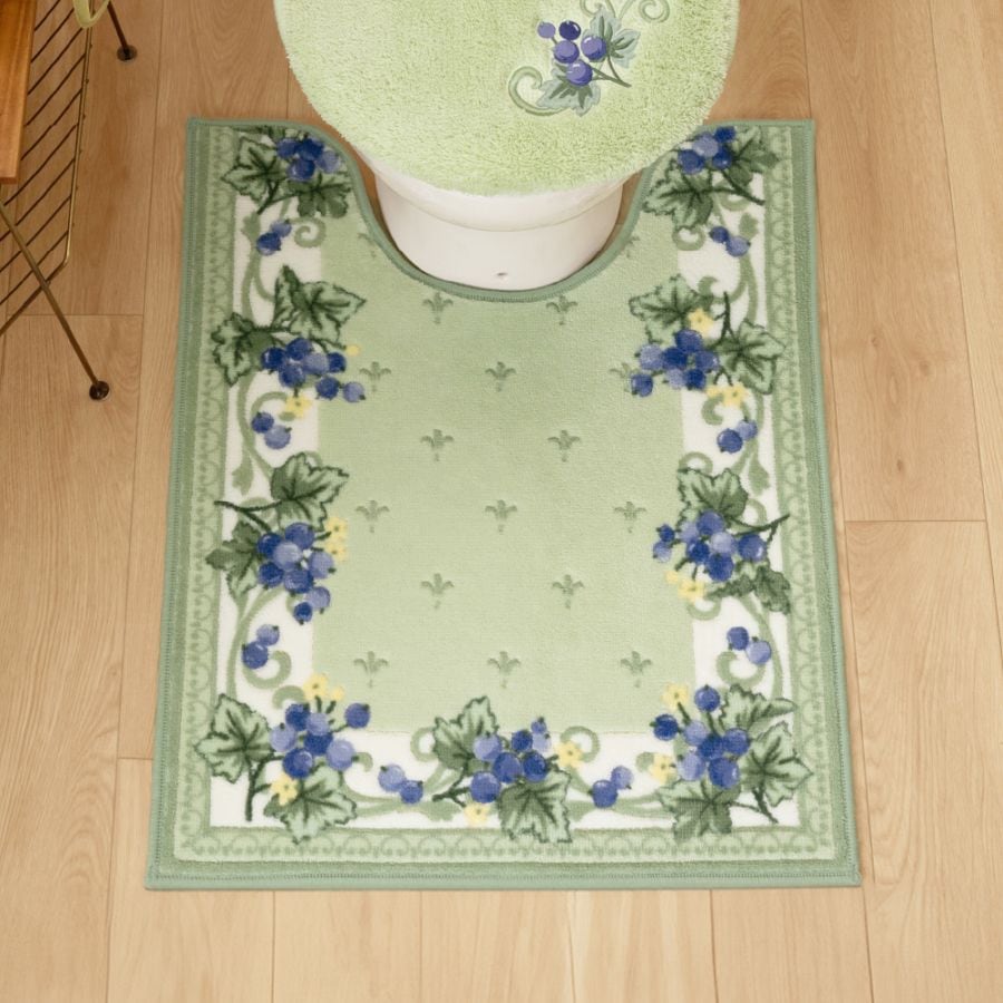 everyday&polite フォレストベリー ロングトイレマット 約75×60cm グリーン/ピンク