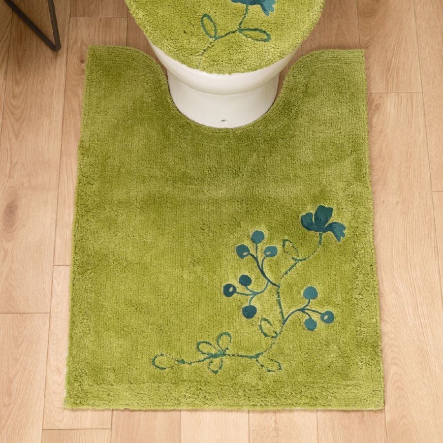 シビラ レガーロ ロングトイレマット 約80×60cm ベージュ/グリーン