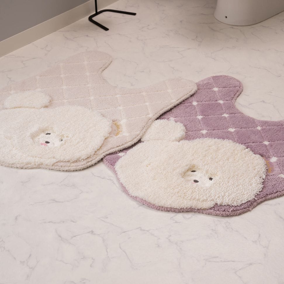 SDS クラウドビション ロングトイレマット 約80×65cm ベージュ/ピンク