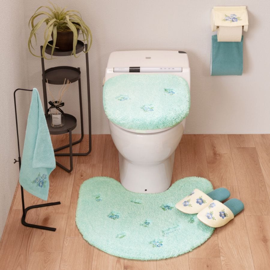 SDS yorisou スイートネモフィラ ロングトイレマット 約80×60cm ブルー