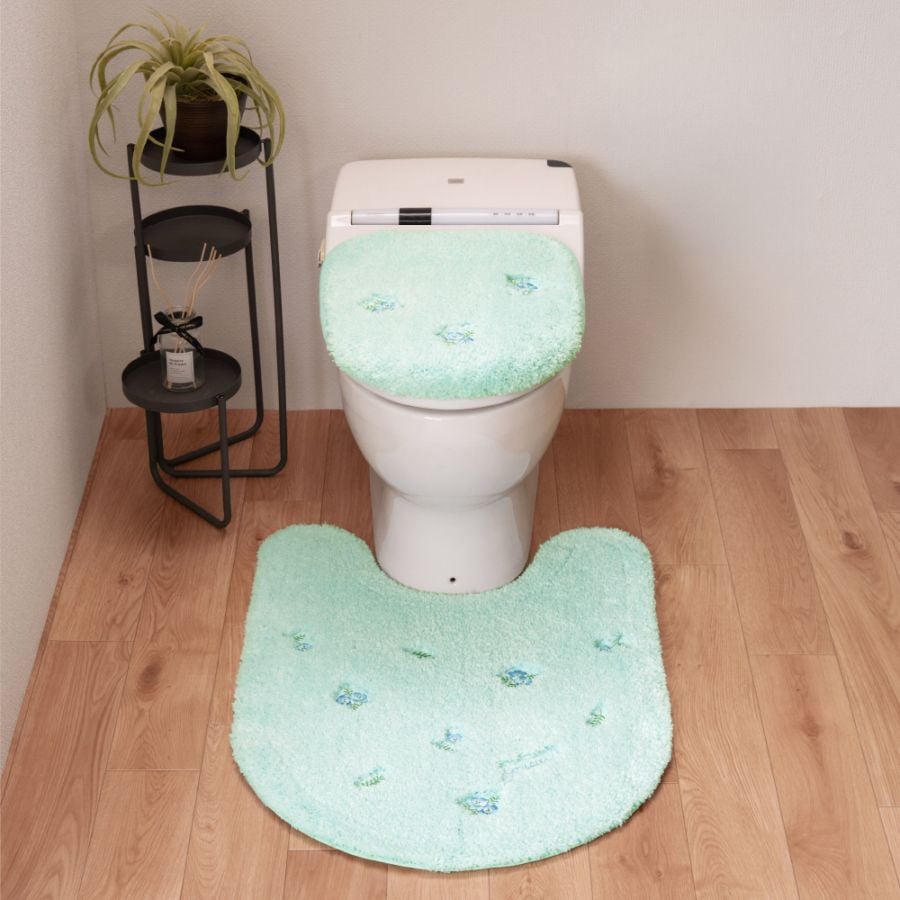 SDS yorisou スイートネモフィラ トイレ2点セット ロングトイレマット+兼用フタカバー ブルー