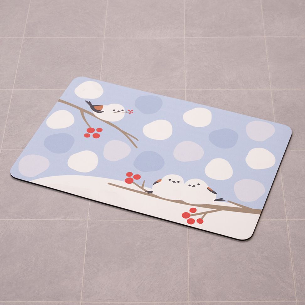 SDS シマエナガちゃん 珪藻土入りやわらかバスマット 約40×60cm ブルー/ピンク