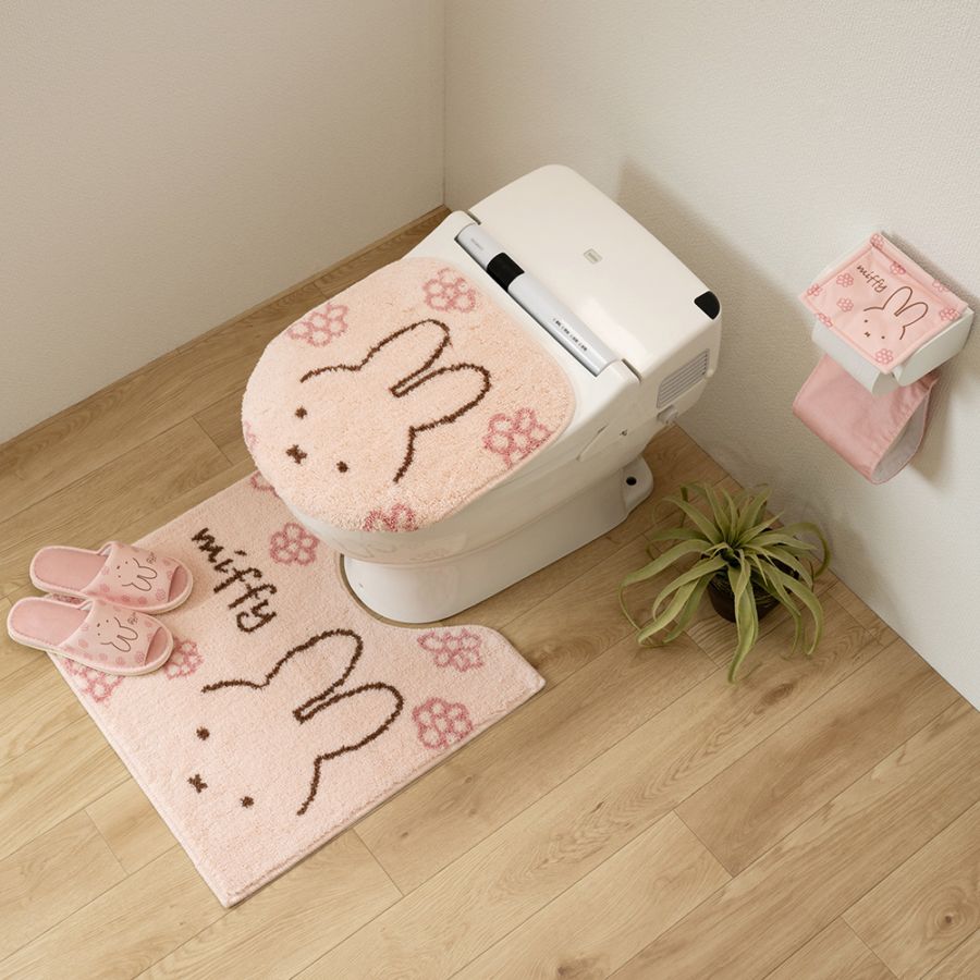 ディックブルーナ ラインフラワー トイレマット 約58×60cm ピンク