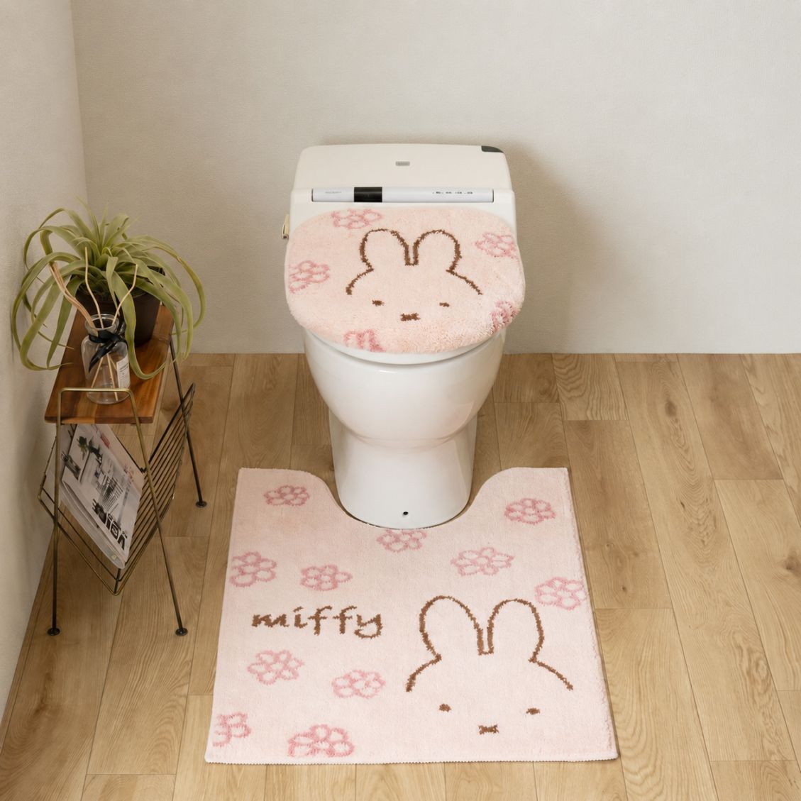 ディックブルーナ ラインフラワー トイレ2点セット ロングトイレマット