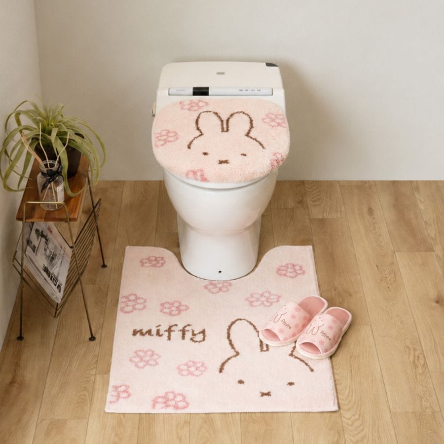 ディックブルーナ ラインフラワー トイレ2点セット ロングトイレマット