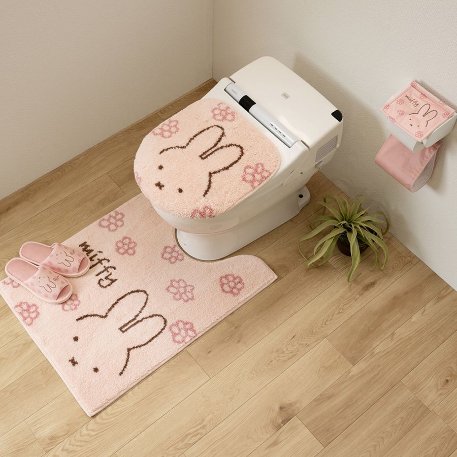 ディックブルーナ ラインフラワー トイレマット 約58×60cm ピンク