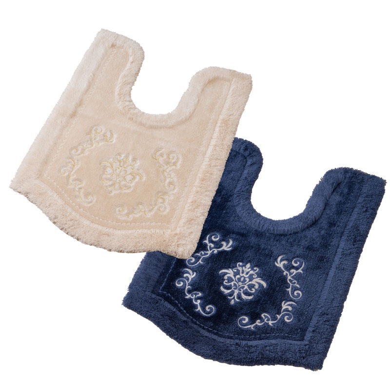 ニーナス・メゾン ロイヤルパレス ロングトイレマット 約95×70cm ロイヤルベージュ/ロイヤルネイビーブルー