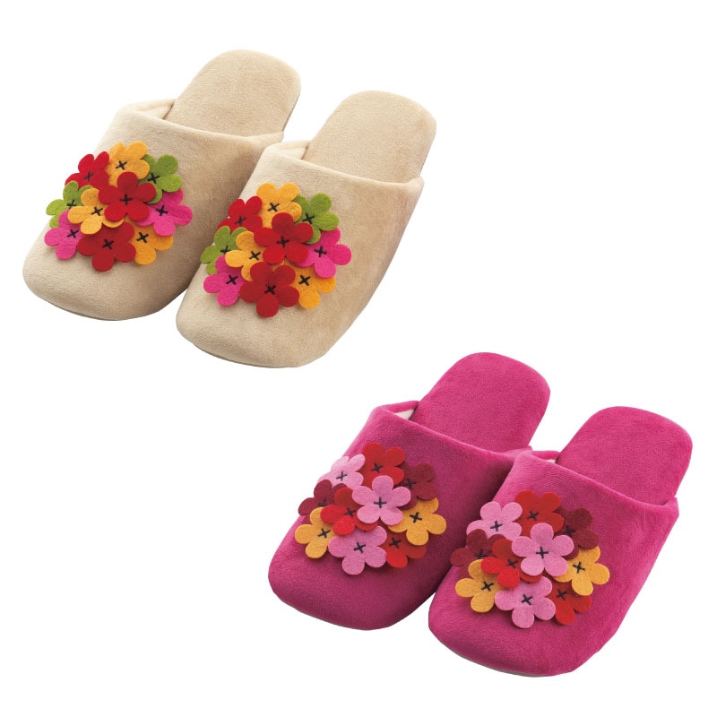 ★ホコモモラ リンド スリッパ Lサイズ:約24~26cm ベージュ/ピンク