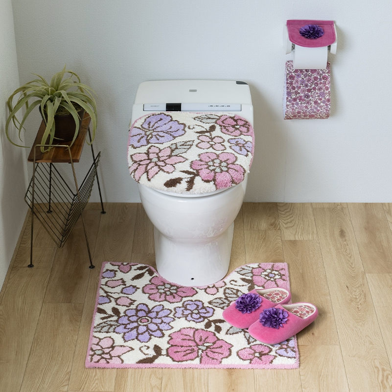 SDS シャーロット トイレ4点セット トイレマット+トイレ兼用フタカバー