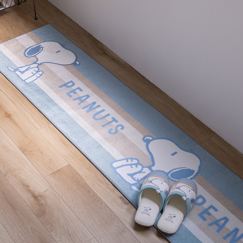 PEANUTS くすみパステル ロングマット 約45×240cm ブルー/ピンク