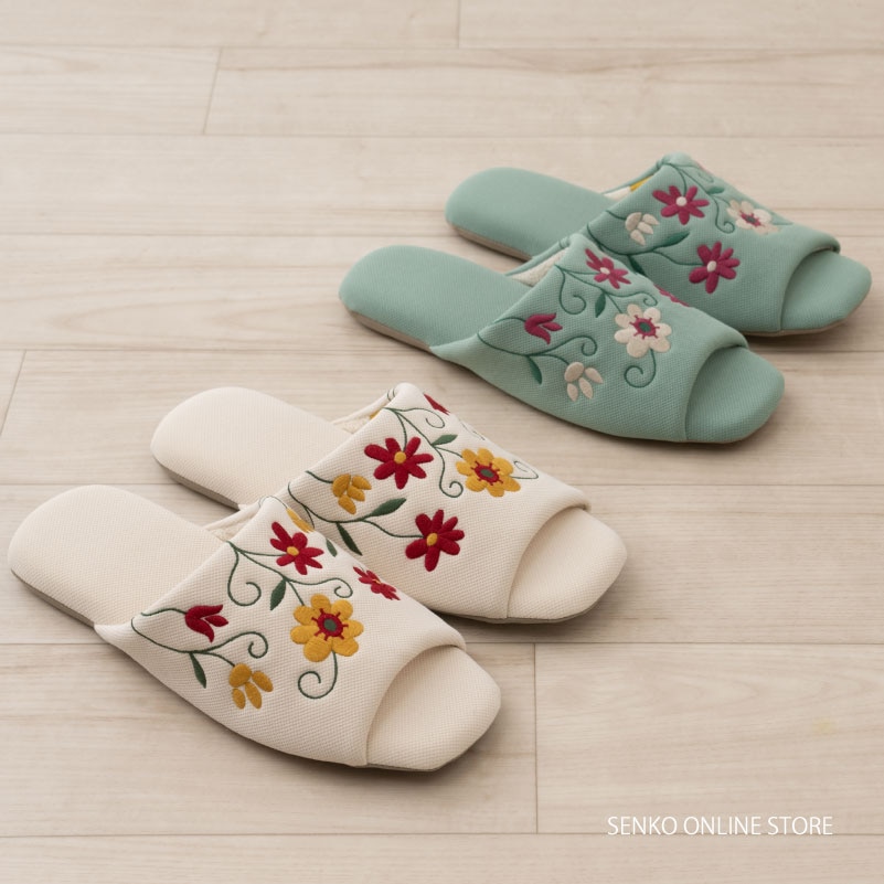 シビラ スリッパ フラワーガーデン2 適応サイズ:（L）約24～26cm ブルー/ベージュ