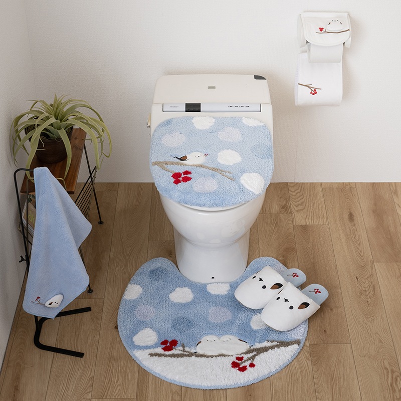 SDS シマエナガちゃん トイレ5点セット（トイレマット+兼用フタカバー+