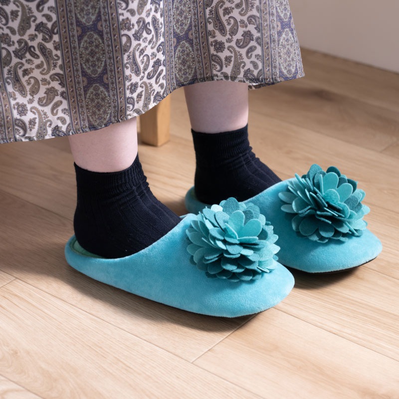 SDS ダリア スリッパ 約22.5～24.5cm ブラウン/ピーコックグリーン