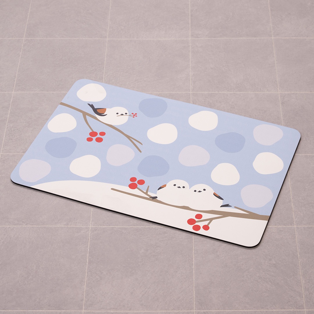 SDS シマエナガちゃん 珪藻土入りやわらかバスマット 約40×60cm ブルー