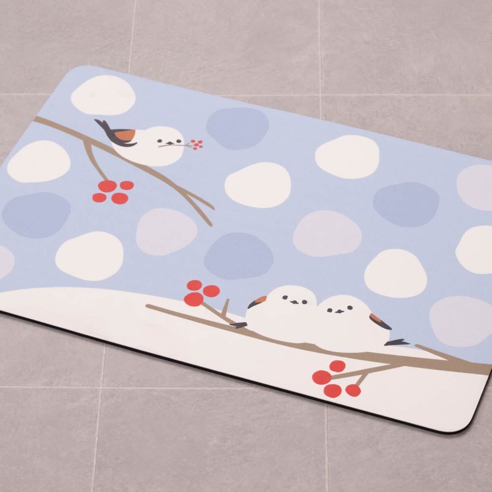 SDS シマエナガちゃん 珪藻土入りやわらかバスマット 約40×60cm ブルー