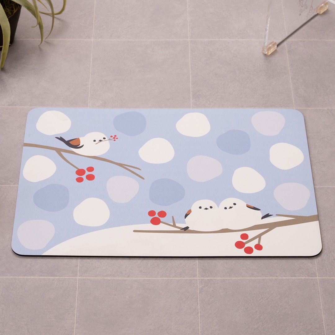 SDS シマエナガちゃん 珪藻土入りやわらかバスマット 約40×60cm ブルー