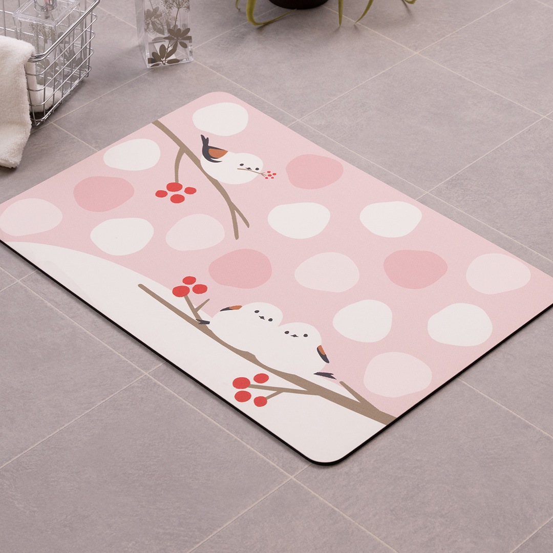 SDS シマエナガちゃん 珪藻土入りやわらかバスマット 約40×60cm ブルー