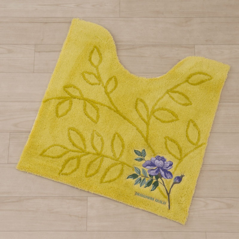 ★デザイナーズギルド ポーセリン2 トイレマット 約63×63cm グレー/イエロー