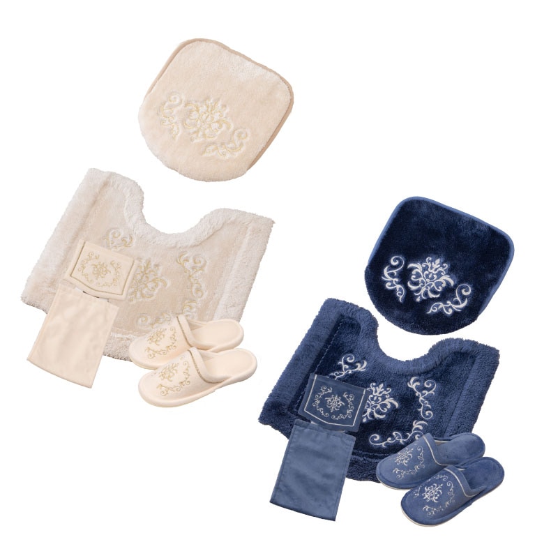 【新品】NYNAS ロイヤルパレス トイレマット ネイビーブルー センコー ニーナス・メゾン ロイヤルパレス トイレ5点セット（ロング