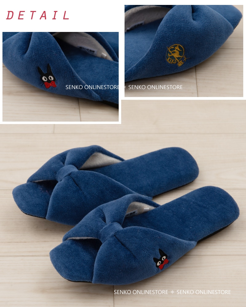 魔女の宅急便 キキとジジ スリッパ 約24.0cm ネイビーブルー/レッド