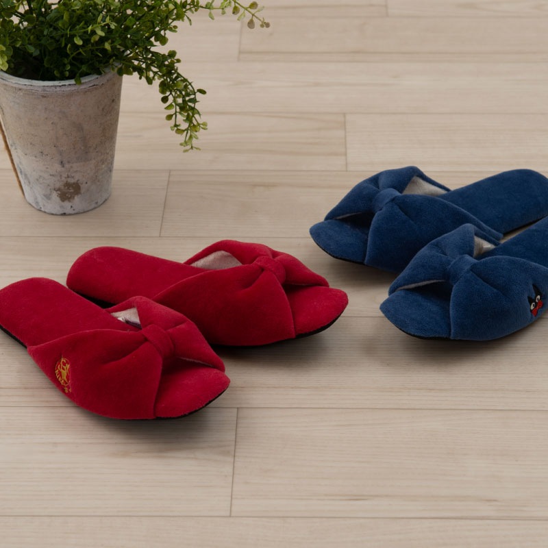魔女の宅急便 キキとジジ スリッパ 約24.0cm ネイビーブルー/レッド