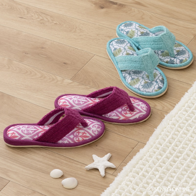 ★SDS Hanao プリヤ 鼻緒スリッパ （M）約22.5～24cm （L）約24～26cm ローズ/ターコイズブルー