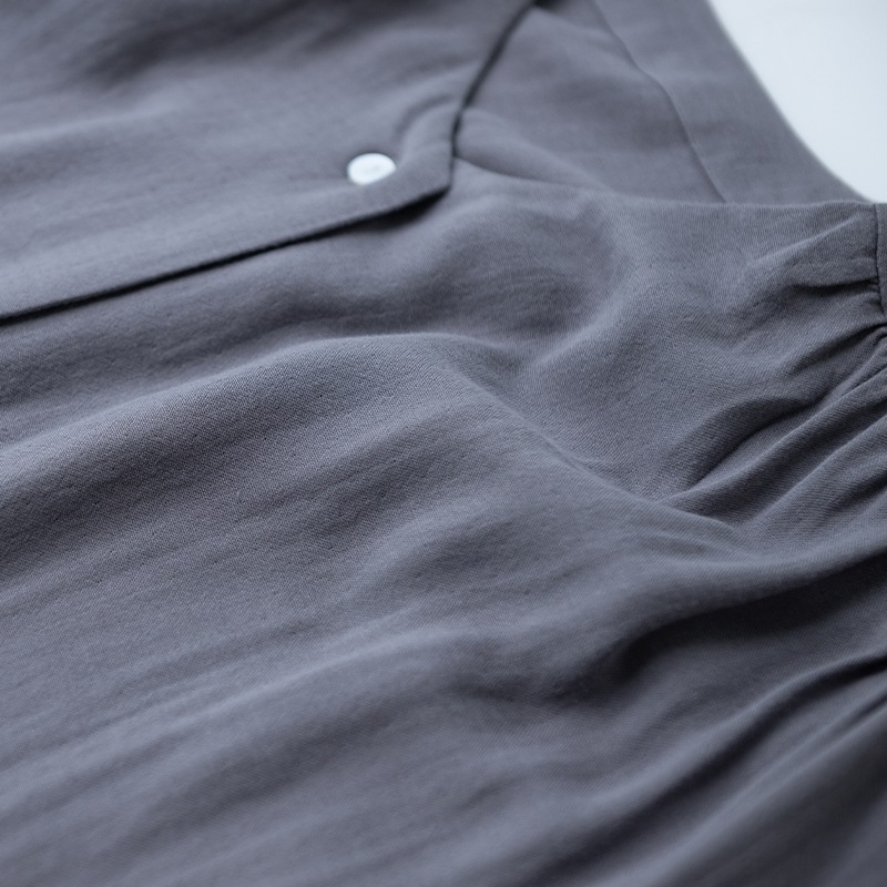 M+home スオラ 前開きワンピース M～Lサイズ ブルー/グレー