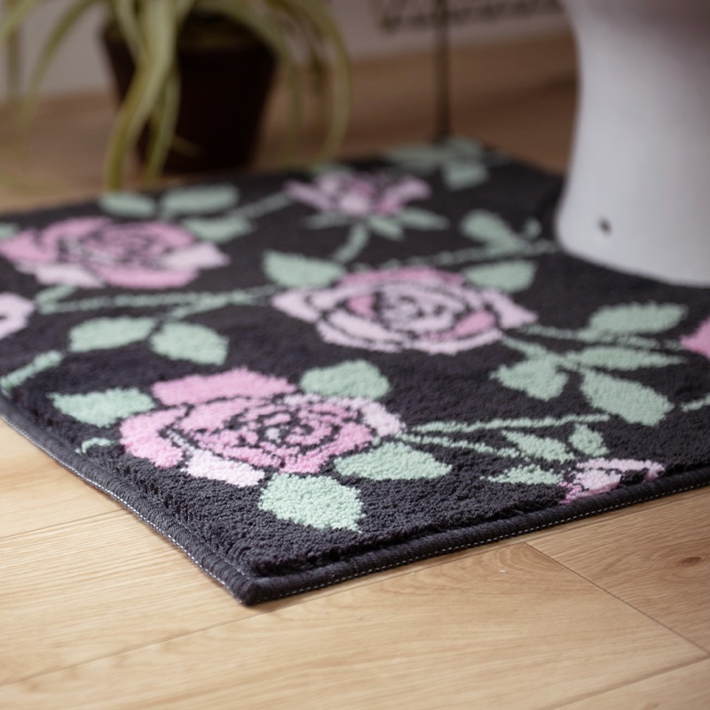 ラルジュルタン グレイス トイレマット 約58×60cm ブラック/アイボリー