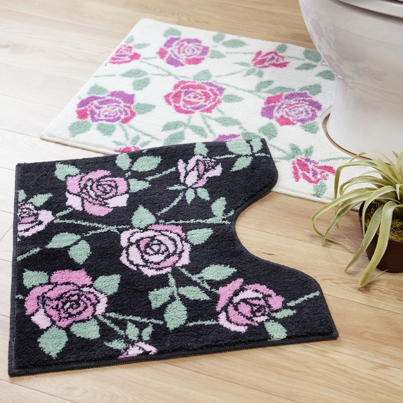 ラルジュルタン グレイス トイレマット 約58×60cm ブラック/アイボリー