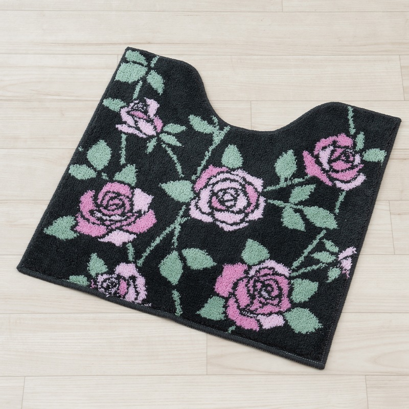 ラルジュルタン グレイス トイレマット 約58×60cm ブラック/アイボリー