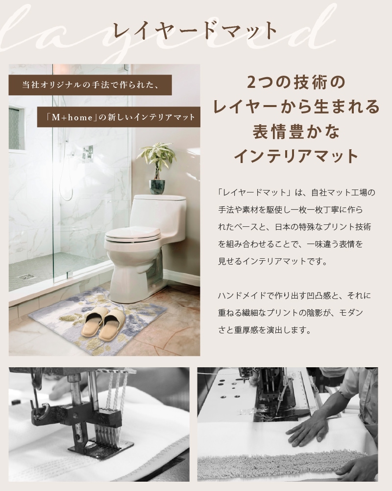 M+home レフティ トイレ2点セット ロングトイレマット+兼用フタカバー グリーン