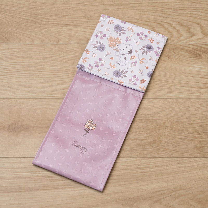 PEANUTS ブロッサム 拭けるPVCペーパーホルダーカバー グレー/ローズ