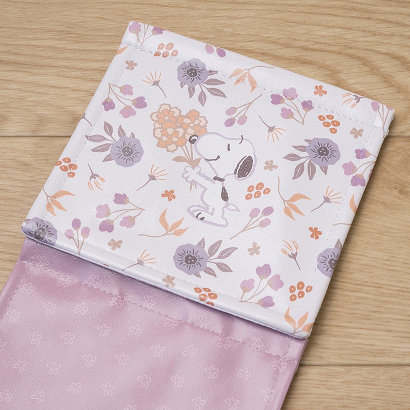 PEANUTS ブロッサム 拭けるPVCペーパーホルダーカバー グレー/ローズ