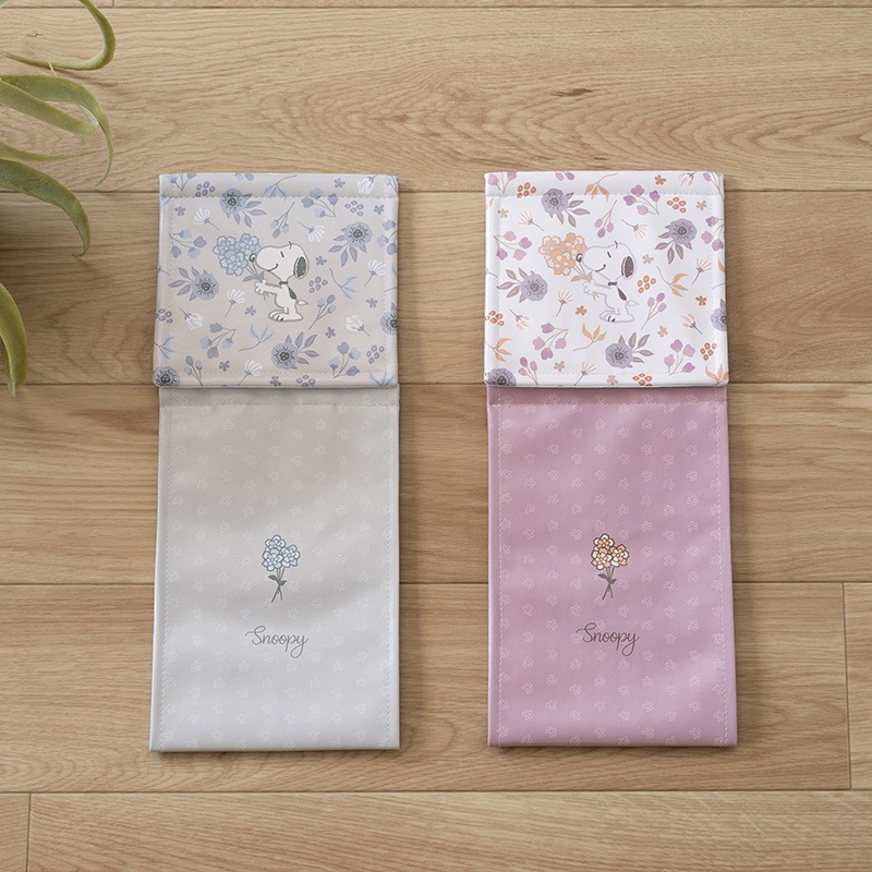 PEANUTS ブロッサム 拭けるPVCペーパーホルダーカバー グレー/ローズ