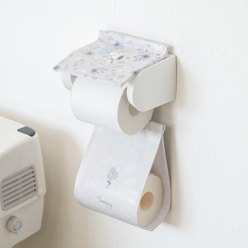 PEANUTS ブロッサム 拭けるPVCペーパーホルダーカバー グレー/ローズ