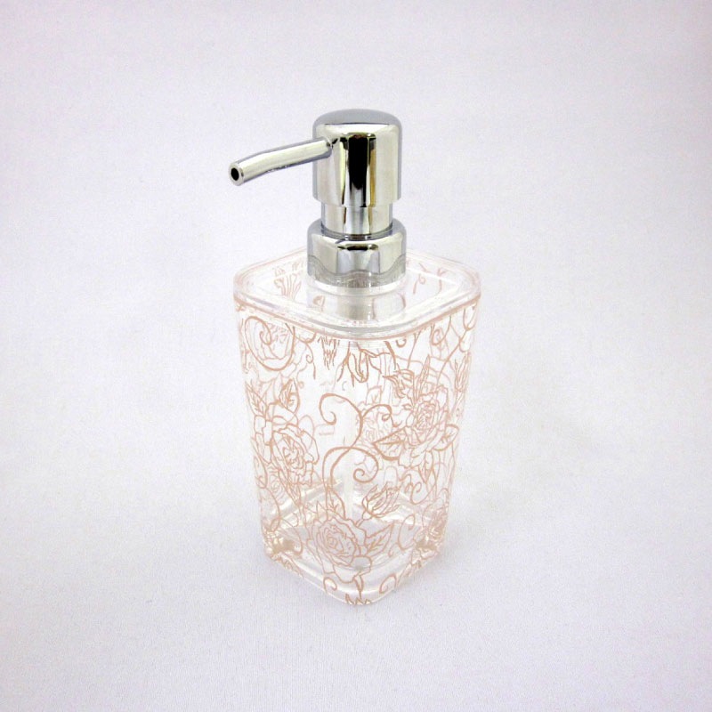 ソープボトルS（液体せっけん用） 洗面小物 薔薇 透明 スケルトン 上品