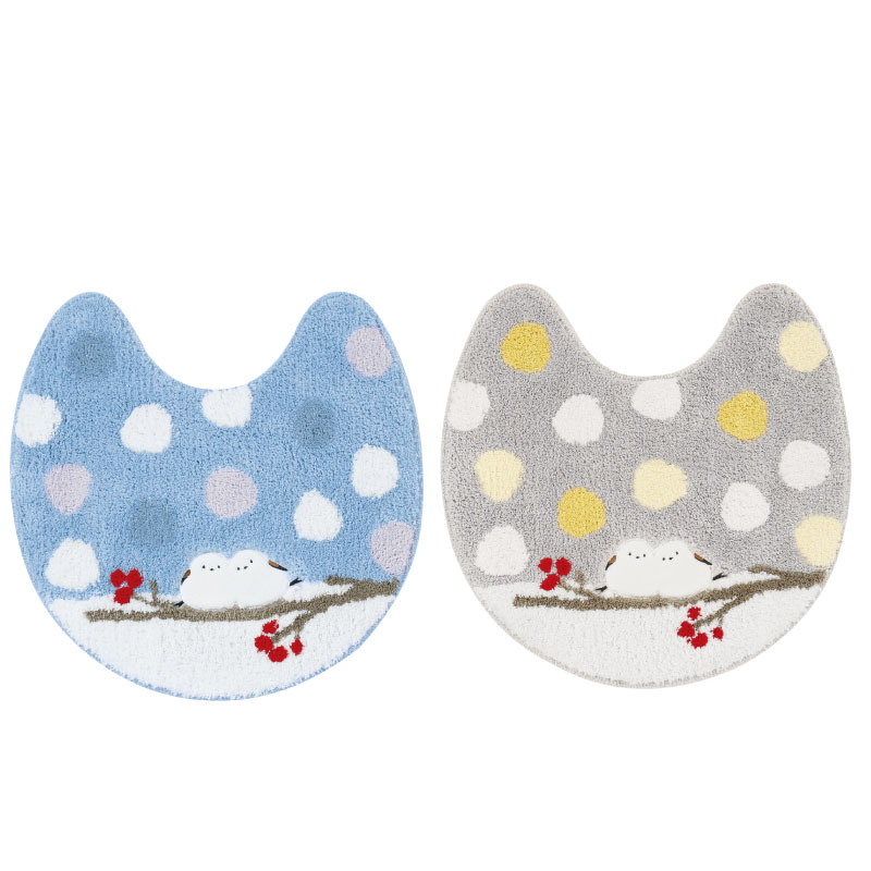 SDS シマエナガちゃん トイレマット 約60×60cm ブルー/グレー