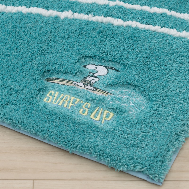 PEANUTS サーフ トイレマット 約58×60cm ベージュ/ターコイズ