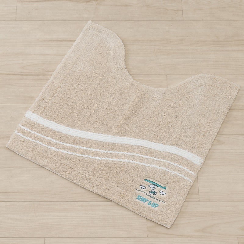 PEANUTS サーフ トイレマット 約58×60cm ベージュ/ターコイズブルー