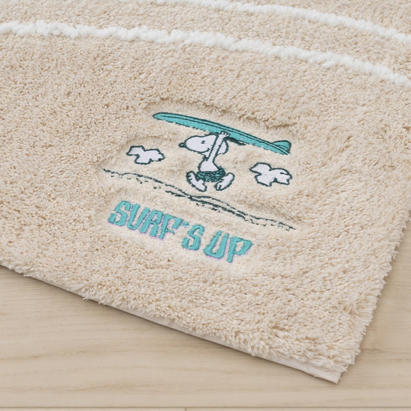PEANUTS サーフ トイレマット 約58×60cm ベージュ/ターコイズブルー