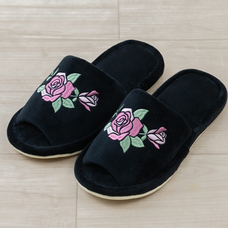 ラルジュルタン グレイス スリッパ フリーサイズ ブラック/アイボリー