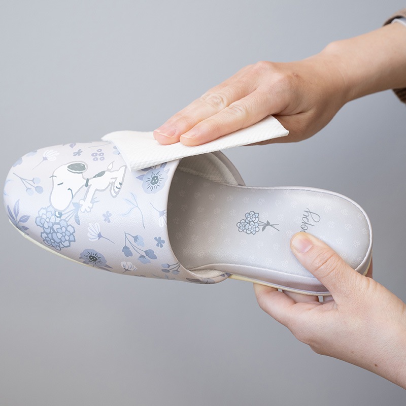 PEANUTS ブロッサム 拭けるPVC吊り込みスリッパ 約22～24cm グレー/ローズ