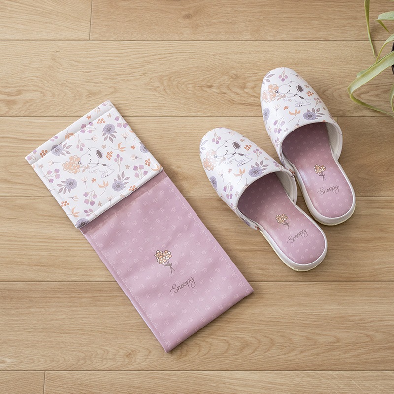 PEANUTS ブロッサム 拭けるPVC吊り込みスリッパ 約22～24cm グレー/ローズ