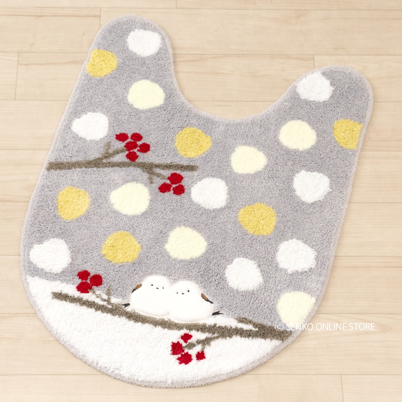 SDS シマエナガちゃん ロングトイレマット 約80×60cm ブルー/グレー/ピンク