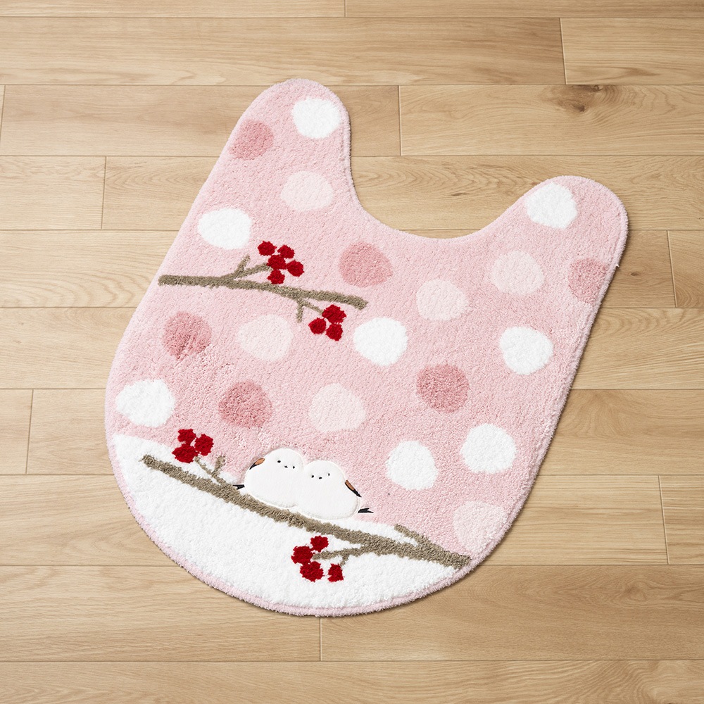 SDS シマエナガちゃん ロングトイレマット 約80×60cm ブルー/グレー/ピンク